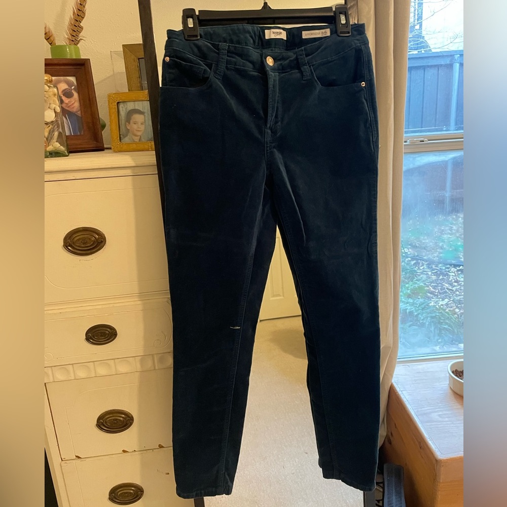 KENSIE JEANS Effortless Ankle Mid Rise Teal Velvet Pants